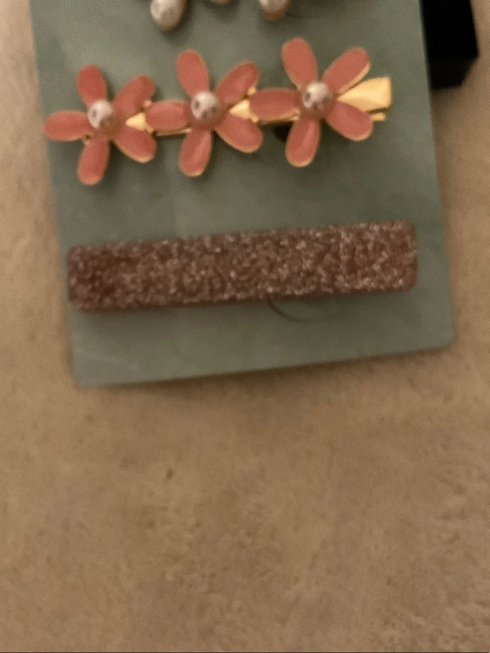 Pink Floral and Pearl Bobby Pin Set - 3 Pack